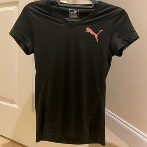puma black workout top rose gold logo